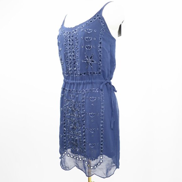 NWT Greylin Gatsby Navy Blue Crepe Beaded Slip Camisole Dress Anthropologie S - Picture 8 of 16